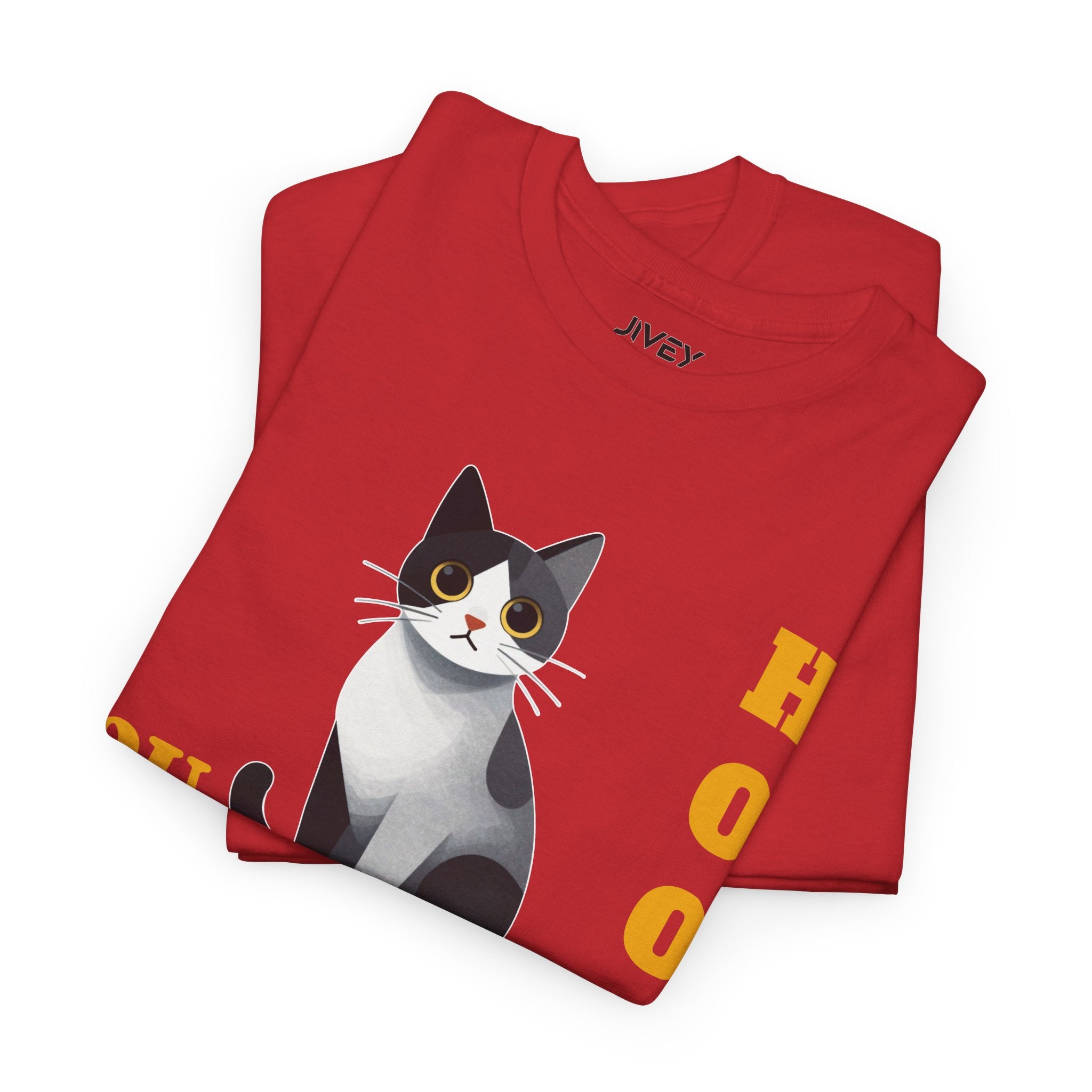 Cute Cat Cubist Style Grey Scaled Heavy Cotton Tee