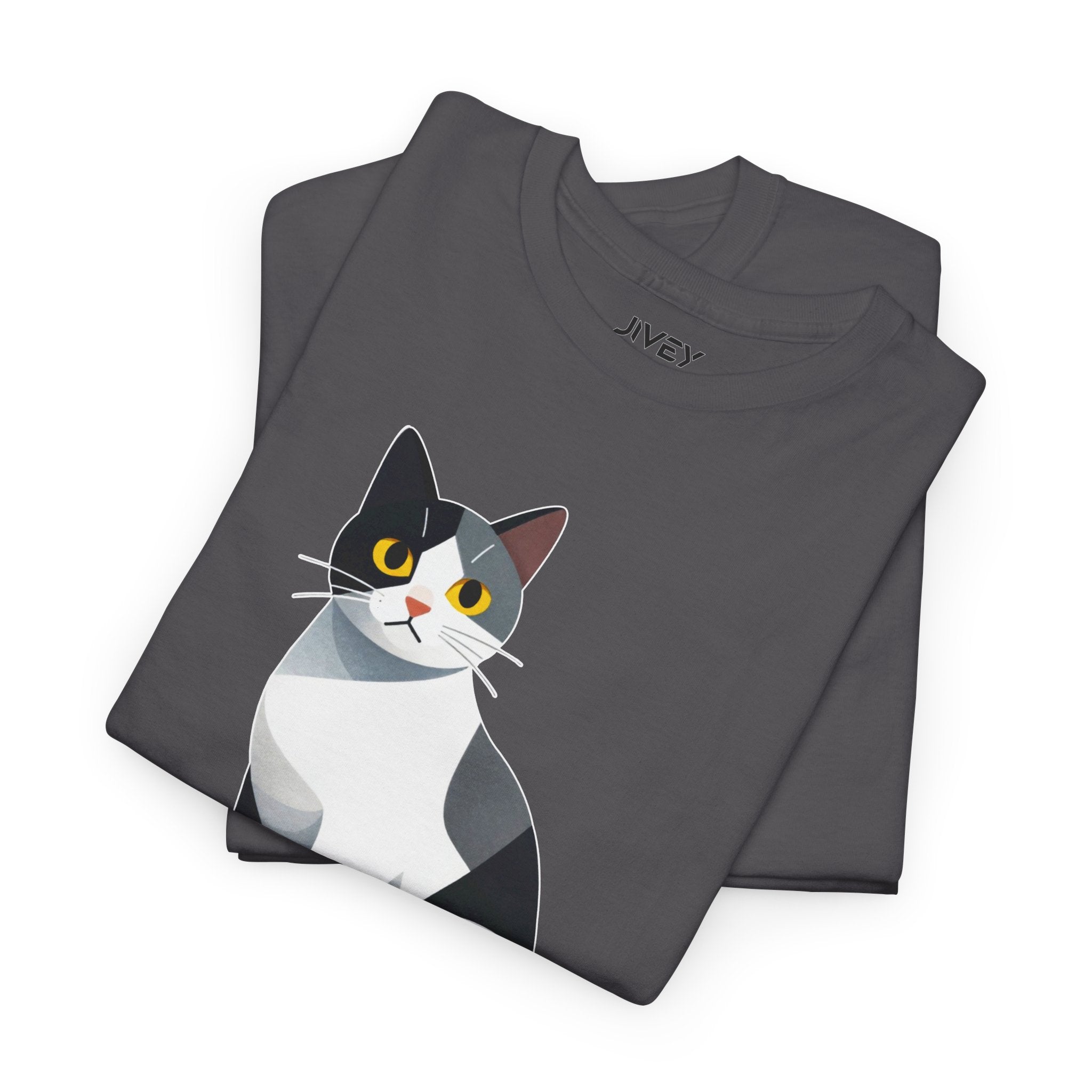 Cute Cat Cubist Style Heavy Cotton Tee
