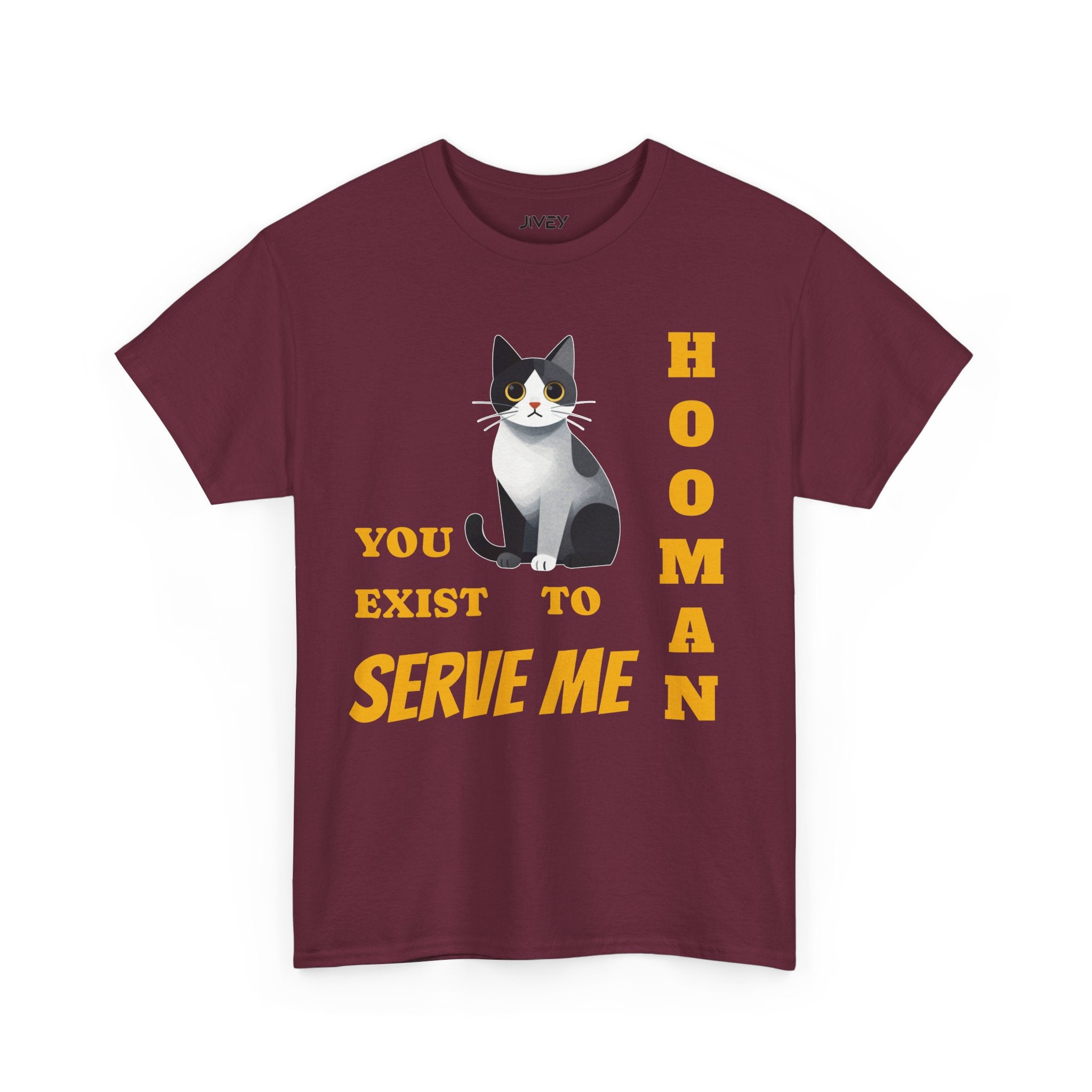 Cute Cat Cubist Style Grey Scaled Heavy Cotton Tee