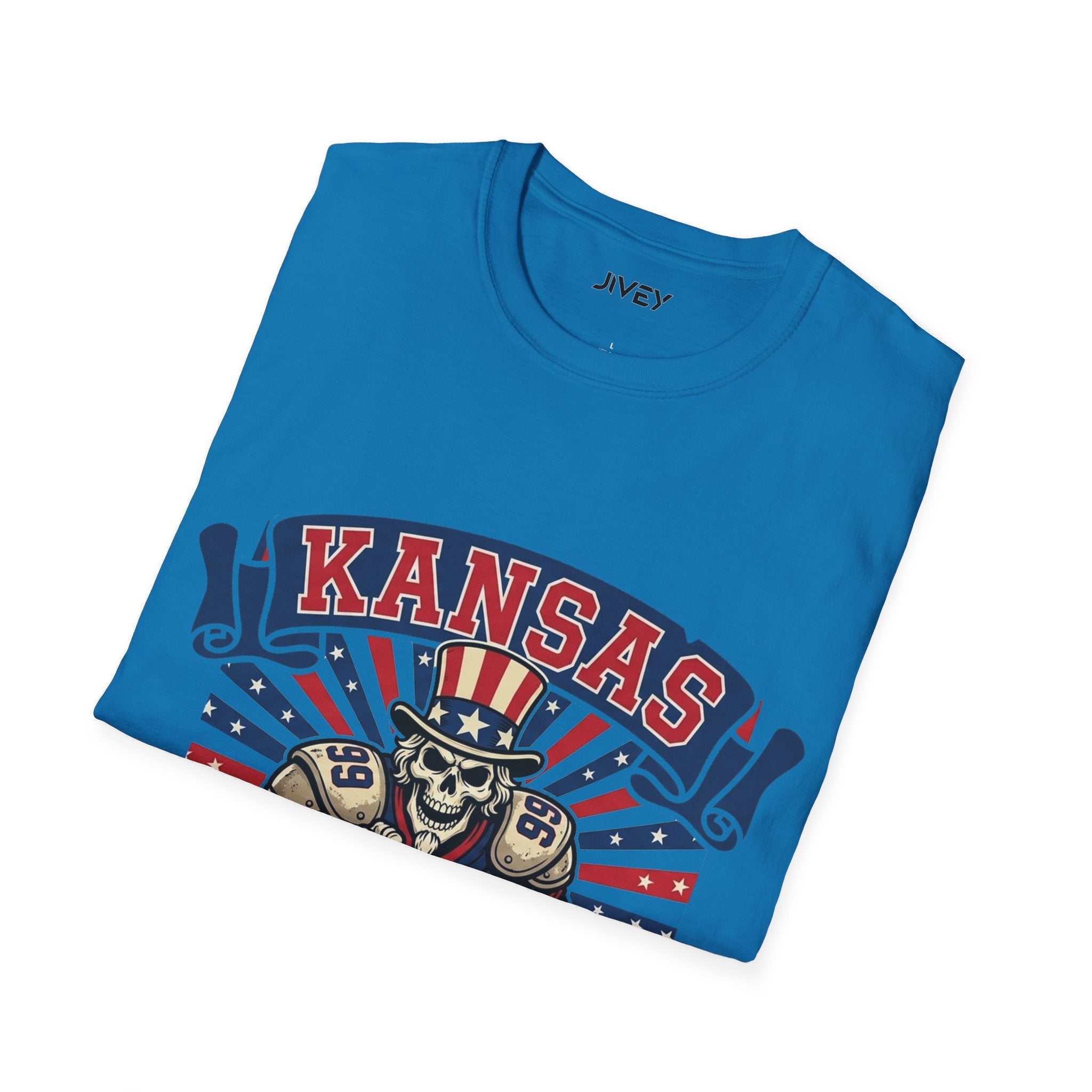 Kansas Heavy Hits Football Blues Tee