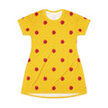 Red Rose Blooms Gold T-Shirt Dress