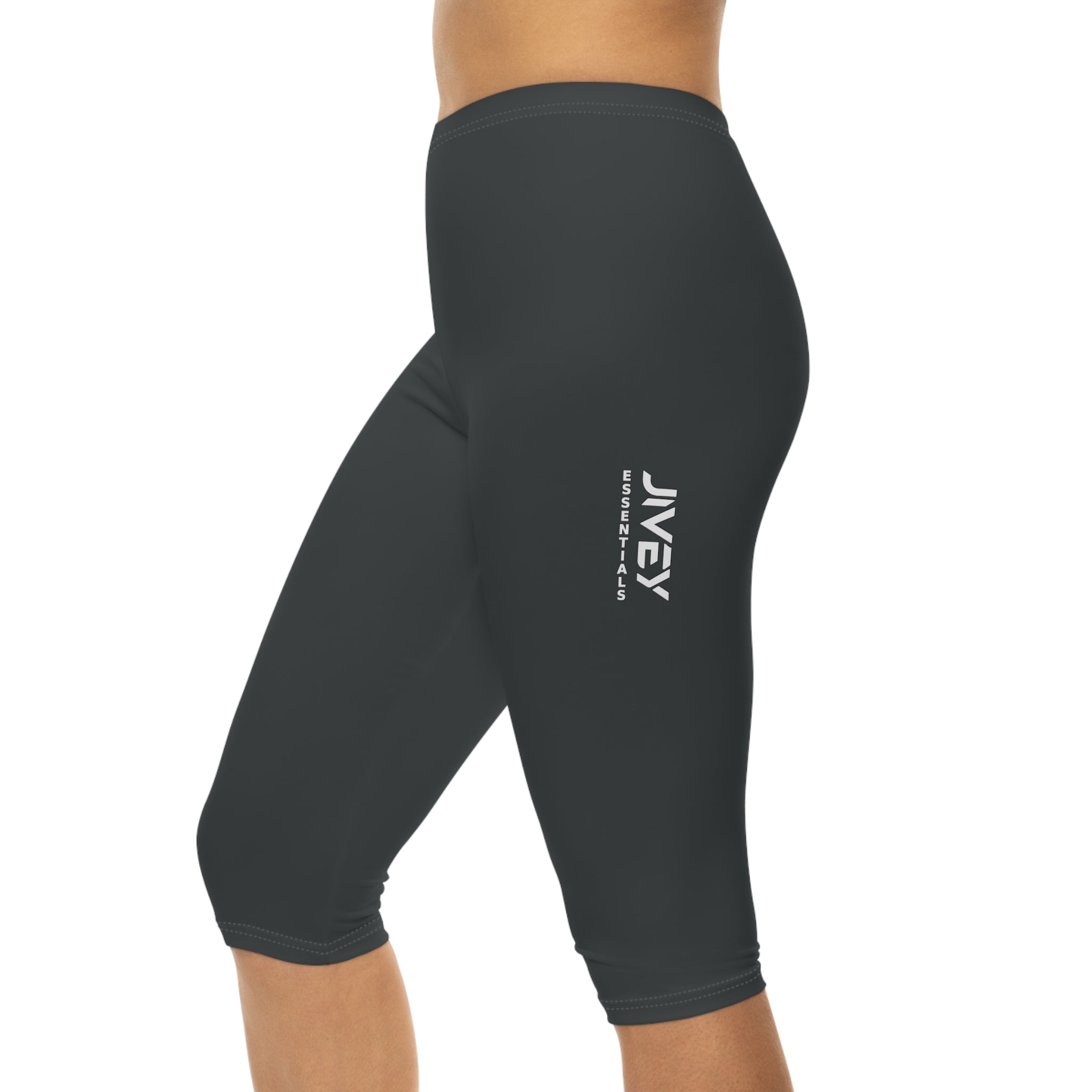 JIVEY Essentials Women’s Skinny-fit Dry Breathable Capri Charcoal Gray Leggings
