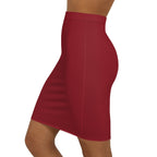 JIVEY Eminent Rich Slim-fit Mid-waist Burgundy Pencil Skirt