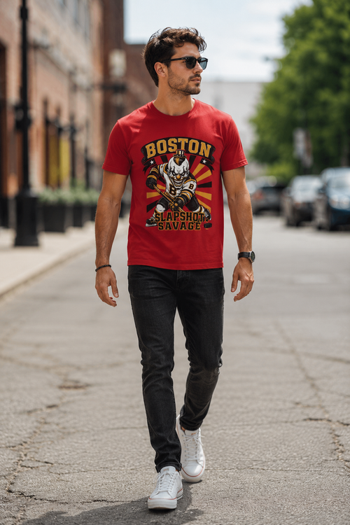 Boston slapshot Savage Hockey Red Tee